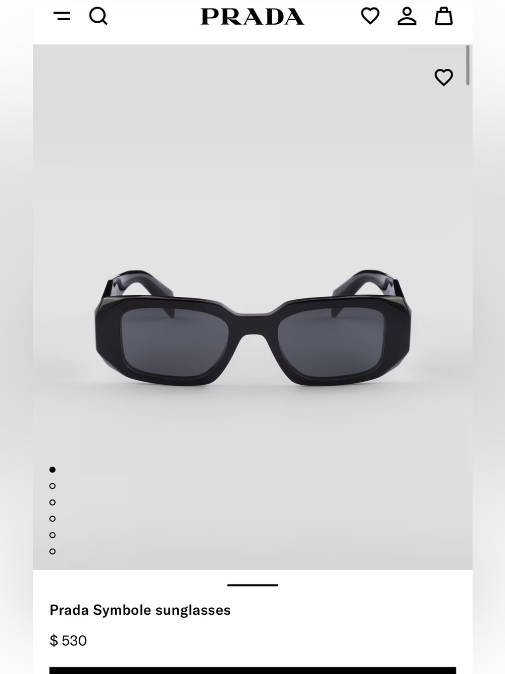Prada Black Rectangle Sunglasses with Dark Lenses